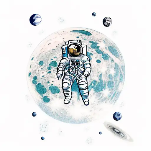 A Detailed Astronaut Playing Guitar On The Moon