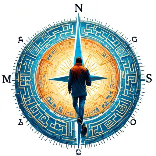 A Person Walking Through A Labrynth Within A Compass