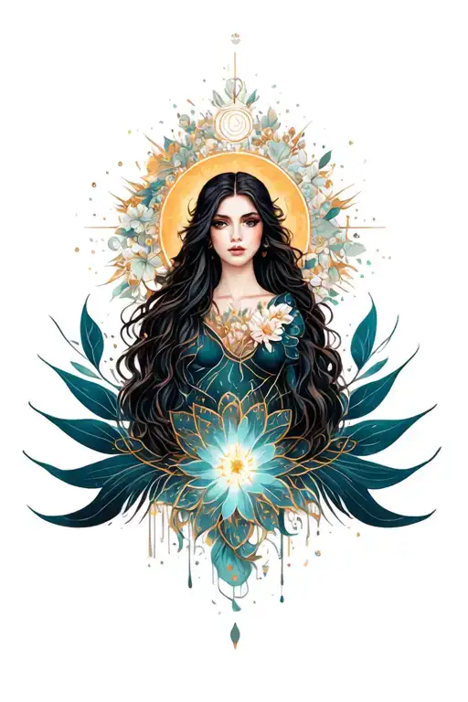 Woman Inspired Design Incorporating Elements Of Universal Love And Spiritual Symbols