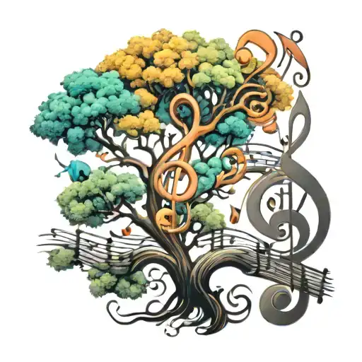 Trees With Music Notes And Treble Clef