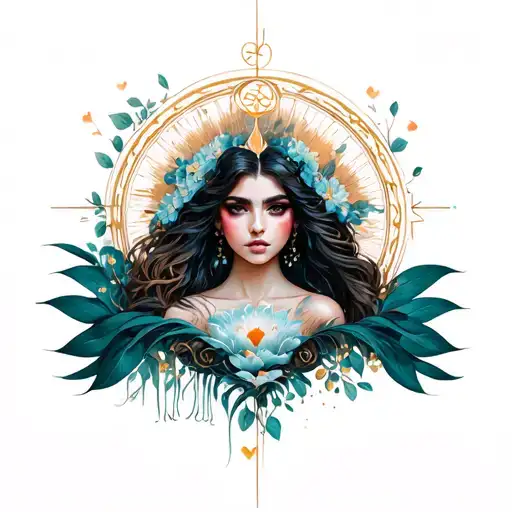 Woman Inspired Design Incorporating Elements Of Universal Love And Spiritual Symbols