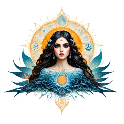 Woman Inspired Design Incorporating Elements Of Universal Love And Spiritual Symbols