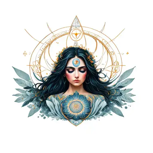 Woman Inspired Design Incorporating Elements Of Universal Love And Spiritual Symbols