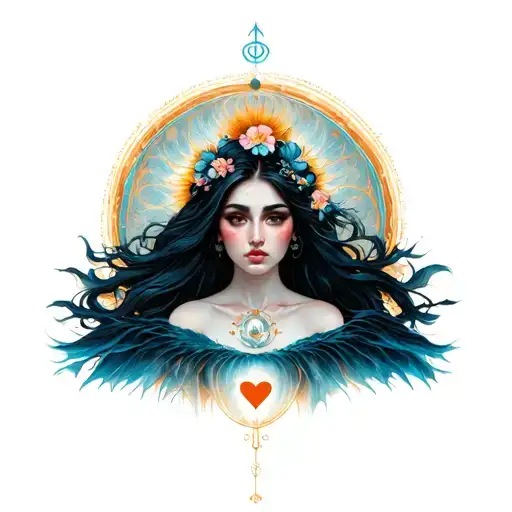 Woman Inspired Design Incorporating Elements Of Universal Love And Spiritual Symbols