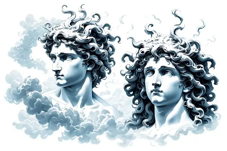 Clouds In The Background With Perseus Holding Medusa Head