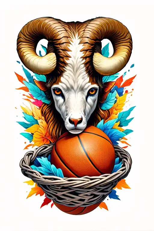 Zodiac Sign Aries With Basket Ball