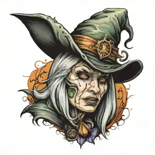 Witch With Warts Adn A Pointy Nose Wearing A Hat Hat