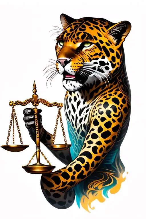 Jaguar Warrior Holding A Balance Scale