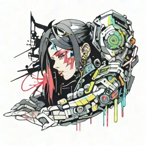 Sleeve From Wrist To Neck In Anime Cyberpunk Style
