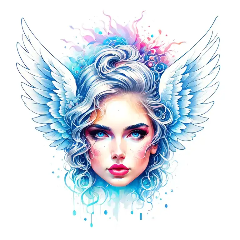 Women's Face With Wings