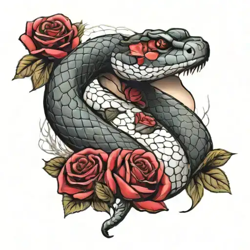 Snake With Red Roses Hand