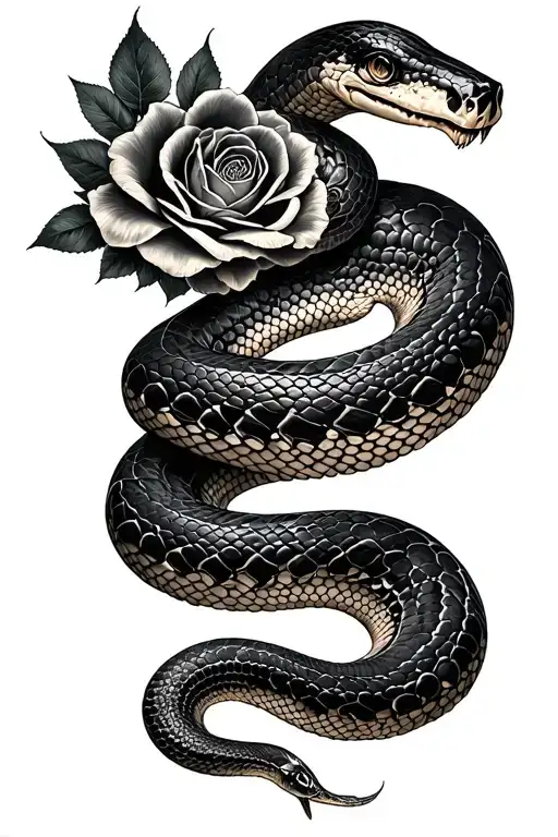 Black And Grey Snake Sternum Tattoo For A Female And Incorporate Guns And Roses