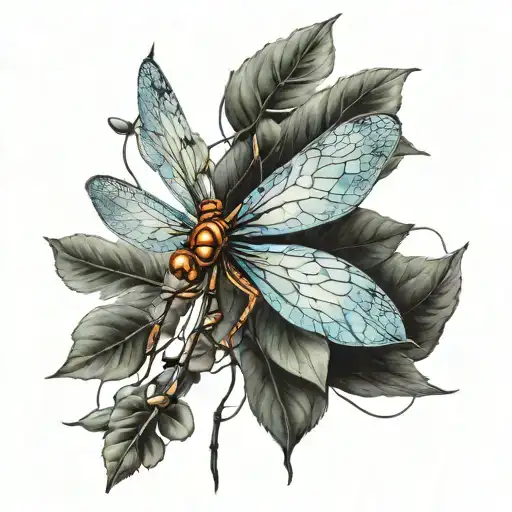 Web And Dragonfly Perched