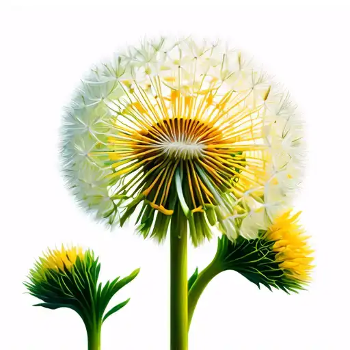 Dandelion Full Young Flower Green And Yellow