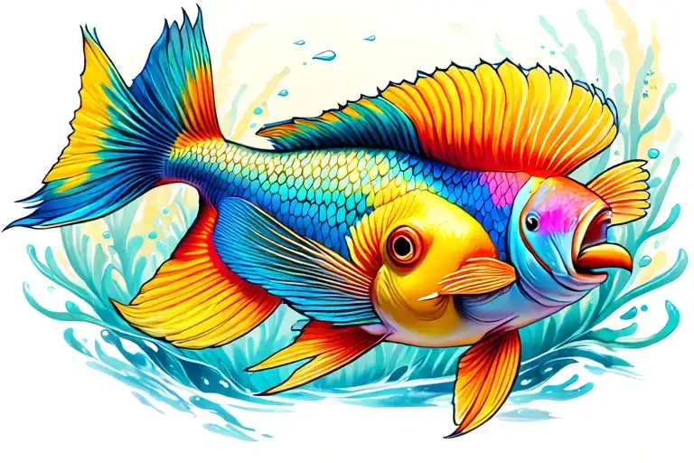 Parrot Fish Swimming