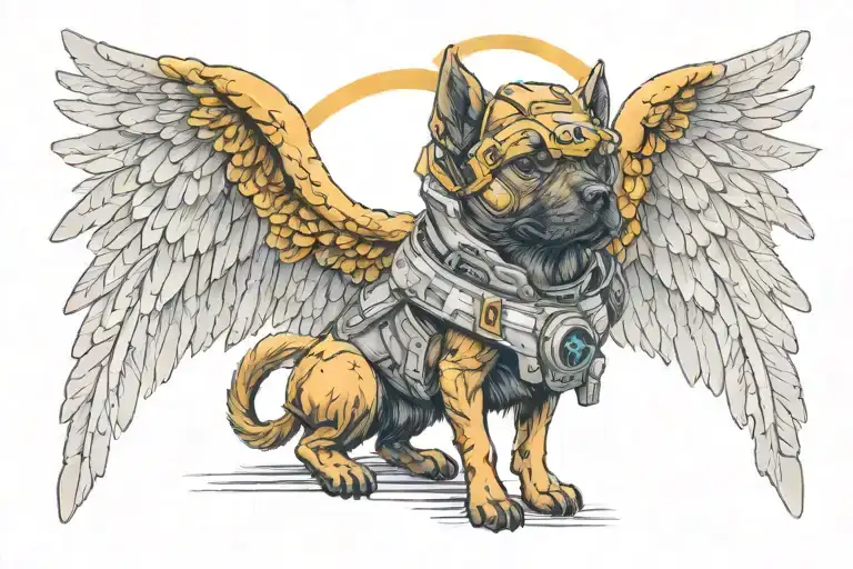 Angel Dog With Wings And Halo Master Chief