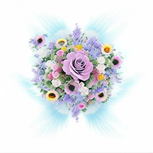 Flowers That Are Different Colors With Angels Around Them