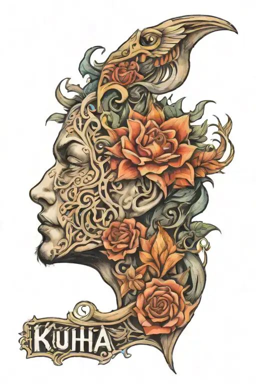 Tattoo For The Side Of The Neck Including The Word Kuha