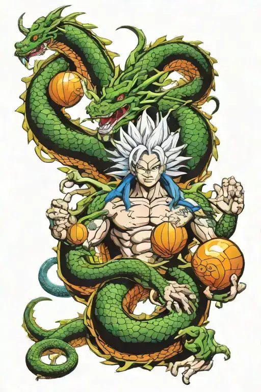 Shenron With Dragon Balls And Ultra Instinct Goku
