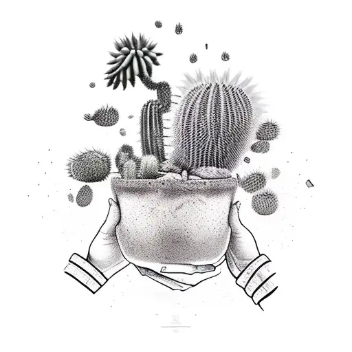 Alient With Cactus In His Hand