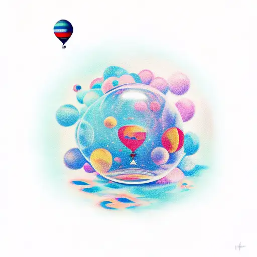 Hourglass Attached To A Ballon Across Space