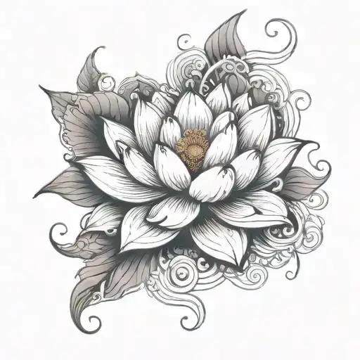 Lotus Flower With Spiral Behind