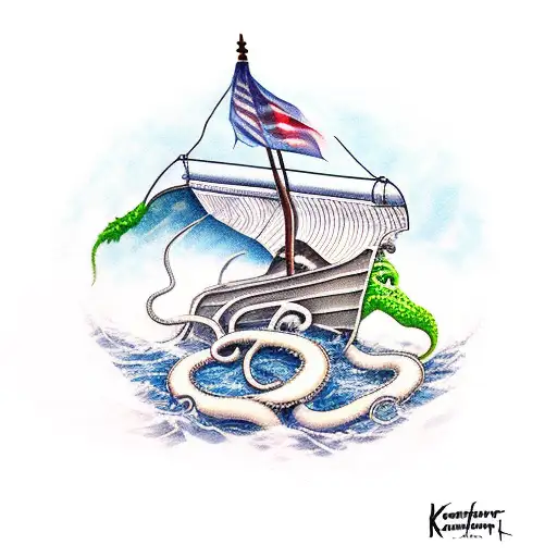 Kraken Drowning A Boat