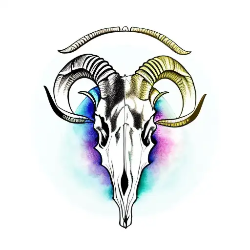Goat Skull With Round Horns