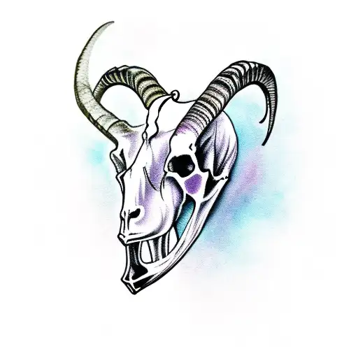Goat Skull With Round Horns
