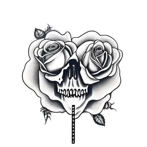 Skull With Roses And Cigarette