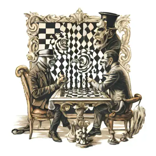 Man In Anonymous Mask Playing Chess Against Man From The Illumanati