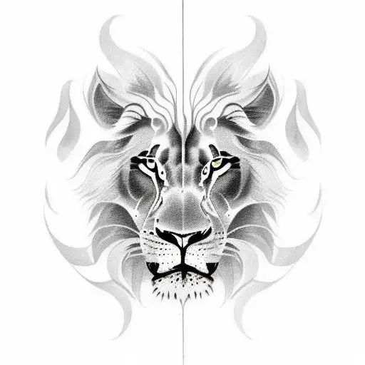 Black And White Lions Mixed With Sunlight Tattoo For Forearm Expressing Motivation And Power