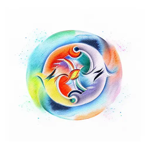 Twin Flames Watercolour Passion Spiritual Love Embrace Couple Yin And Yang