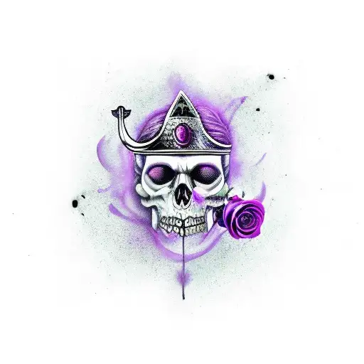 Dagger With Viking Letters Surrounded By Dark Purple Roses