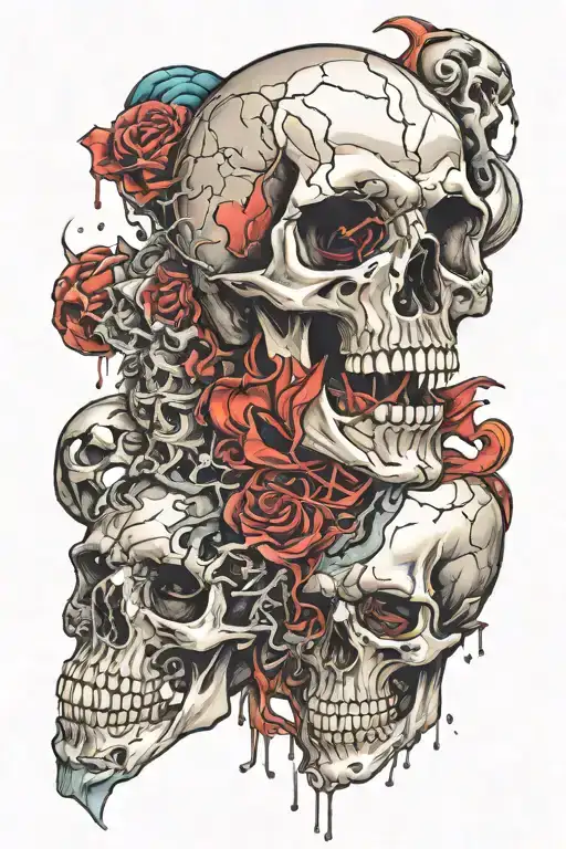 Overthinking Scull With Broken Heart