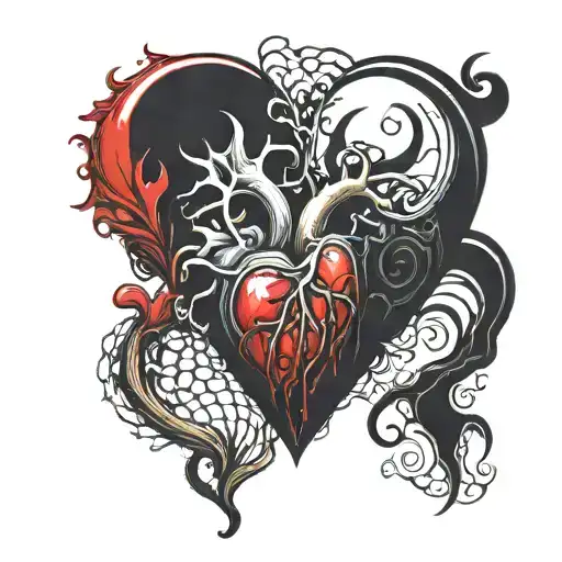 Red Heart And Black Heart