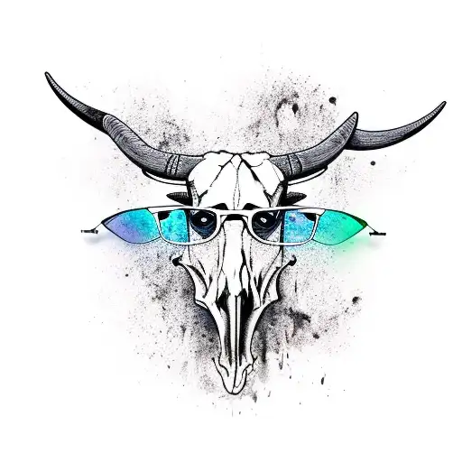 Bull Skull With Glasses