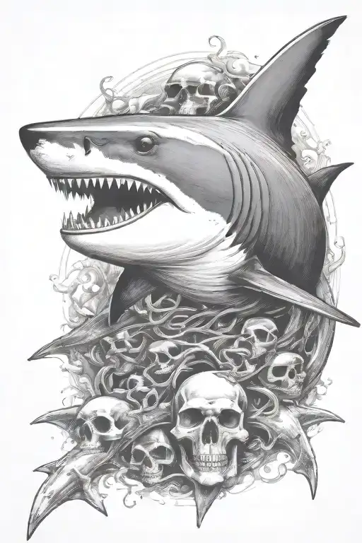 Shark With Skull And Crossbones