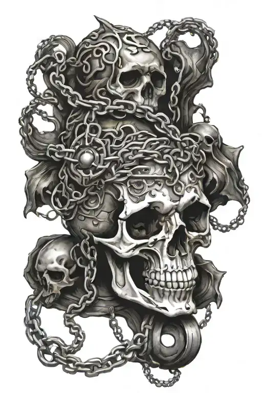 Overthinking Scull With Chained Hart