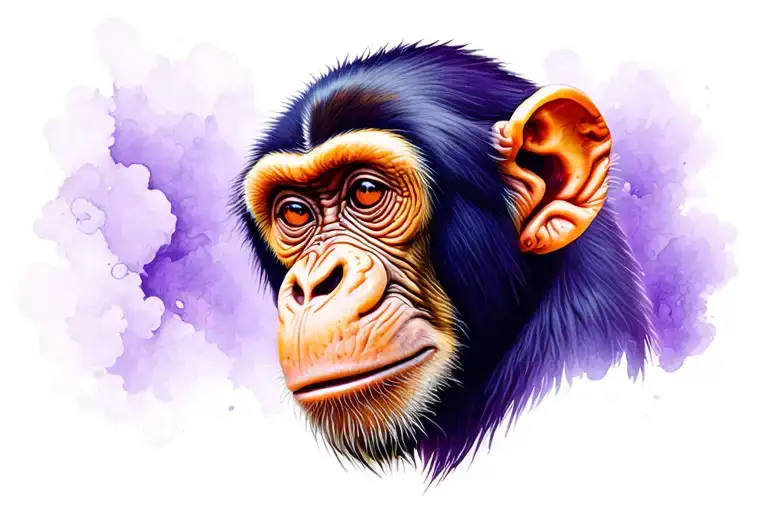 Profile Monkey Who Thinks Of Purple Style Pencil Style