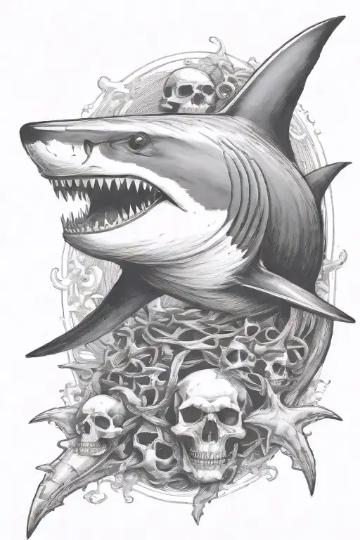 Shark With Skull And Crossbones