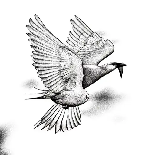 Black And White Bird Flying Away From An Island