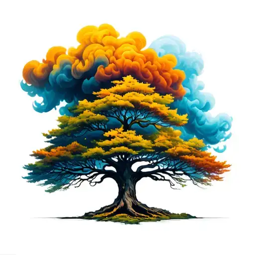 Tree With Big Smoke Above