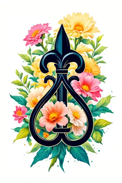 Fleurs Lys Flower In The Background Triathlon Symbol Incorporated Paysages