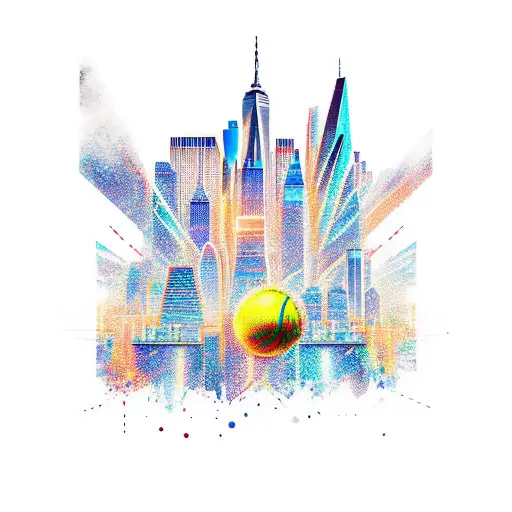 Cyber-samurai New York Skyline And Basketball