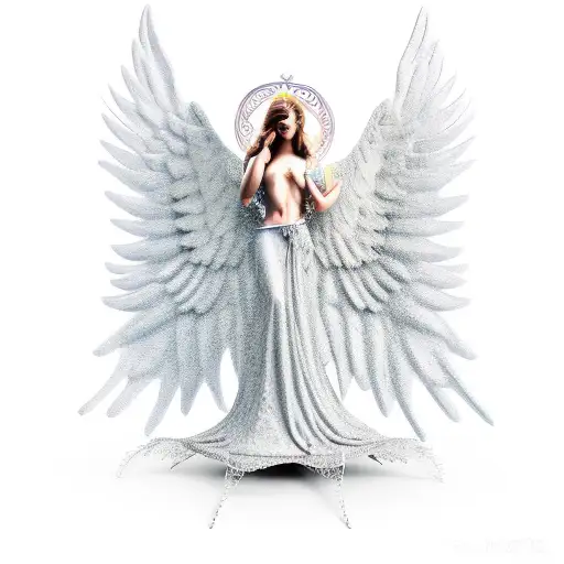Angel Sculpture With Wings And Veil