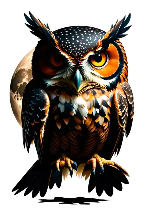 Owl In Front Of Moon