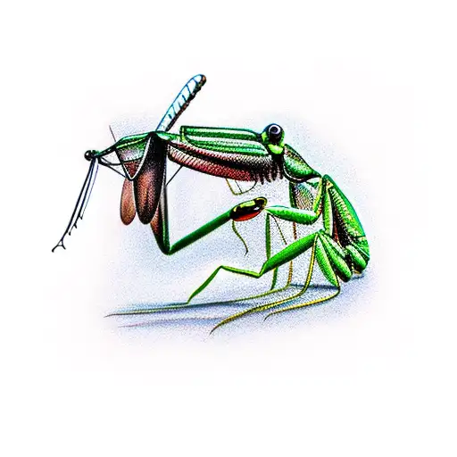 Crow Eating A Praying Mantis