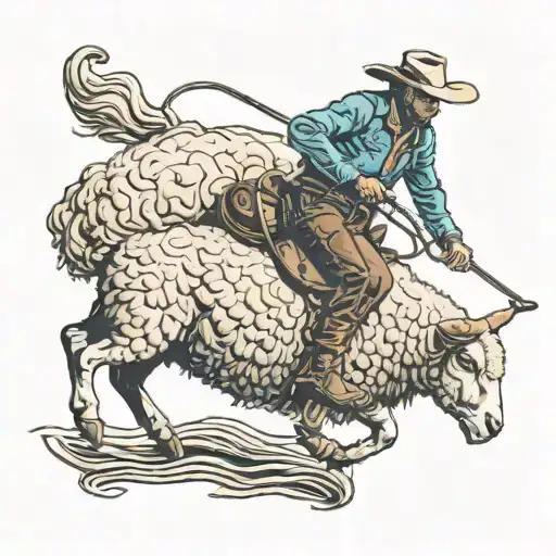 Cowboy Roping A Sheep