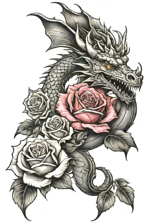Dragon And Roses